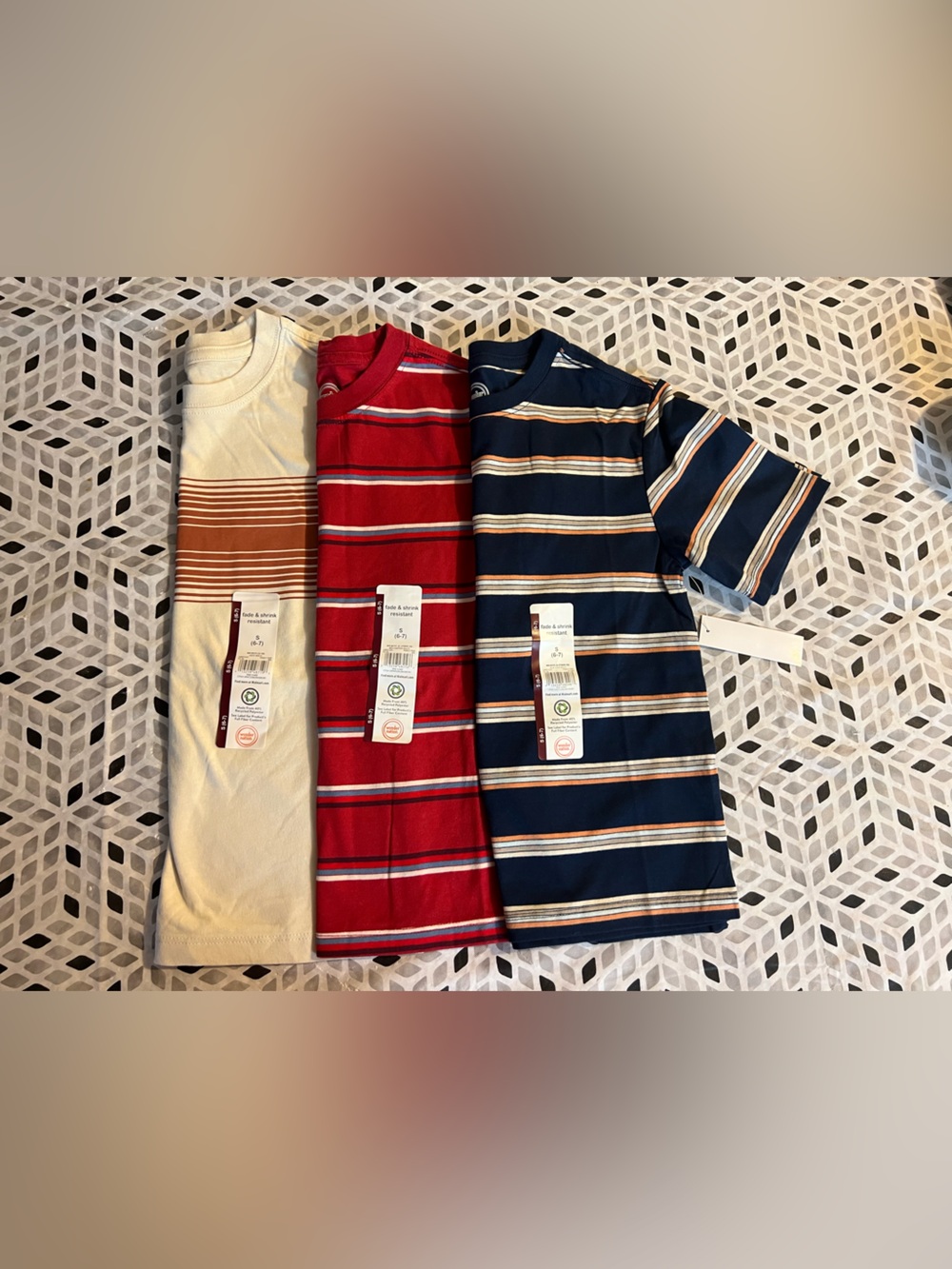 wonder nation Striped Tee Trio - Cream, Red, Navy